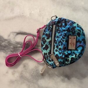 Betsey Johnson blue cheetah print crossbody bag
